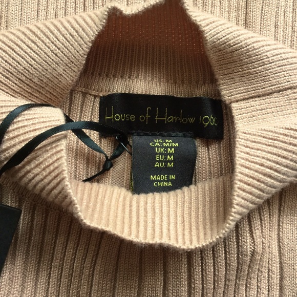 HOUSE OF HARLOW 1960 sz Medium Dress Ribbed Sexy Slits Bodycon Mock Neck NWT - Picture 8 of 10